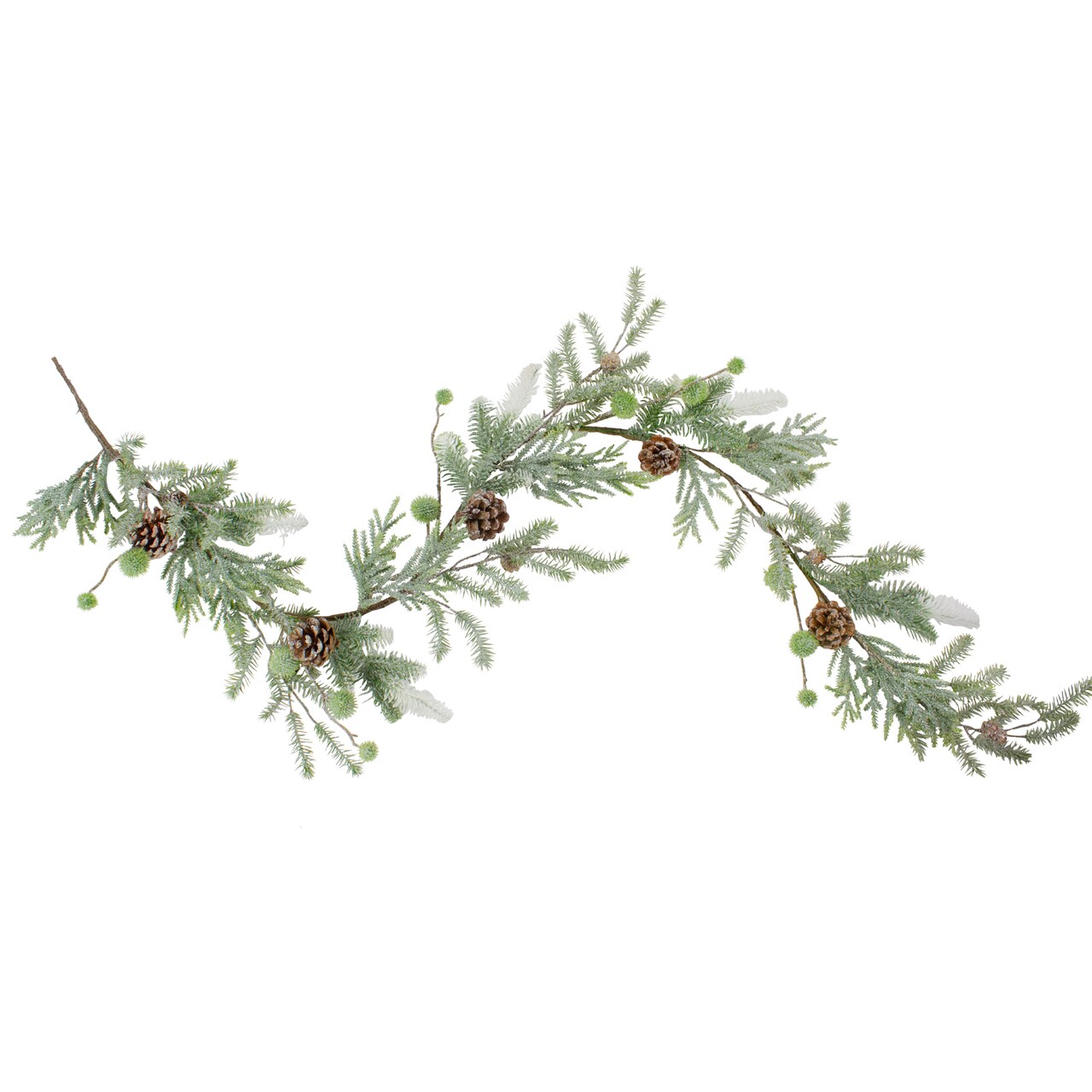 Northlight 5' X 10" Frosted Pine and Pine Cone Christmas Garland, Unlit